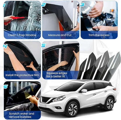Car Window Tint 5% VLT - 20" in x 20' Ft Nano Carbon Window Tint Privacy Film for Car, Heat & UV Blocking, Glare Reduction and Scratch Resistant Automotive Tinting Roll