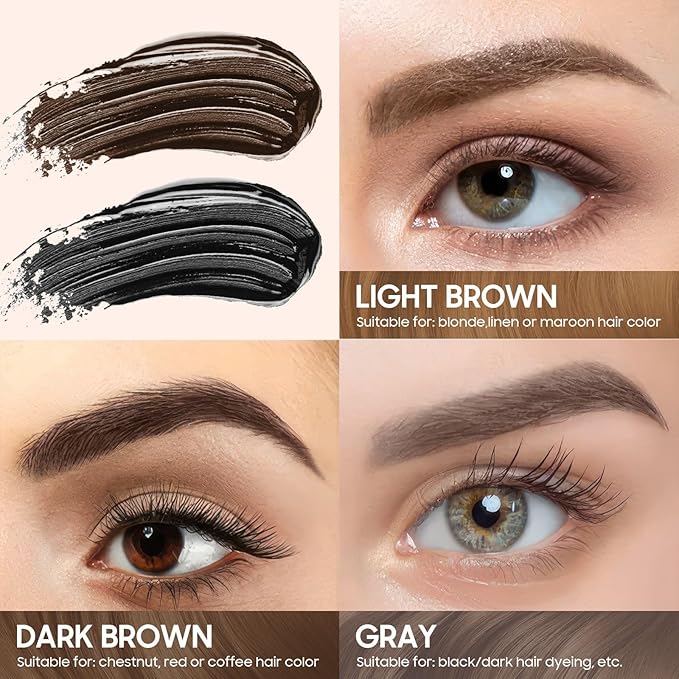 Eyebrow Gel - Eyebrow Pencils for Women, Longwearing Waterproof Volumizing Buildable, Locks Brow Hairs in Place for Fuller & Defined Looking Brows (Gray Brown)