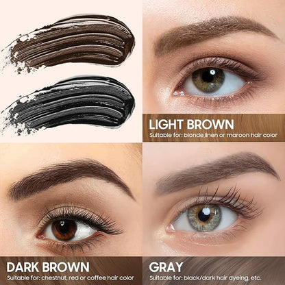 Brow Tattoo Peel Off Tint - Brow Gel Eyebrow Tattoos Waterproof, Eyebrow Gel Tint with Eyebrow Stencils Long-Lasting Makeup, Eye Brow Pencils Create Full Voluminous Brows for Women (Light Brown)