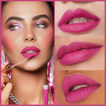 Oulac Matte Liquid Pink Lipstick for Women, Long Lasting Lipstick Waterproof Lip Stain, No Transfer, Creamy High Pigmented Formula with Rose Oil, Vegan & Cruelty-Free, Rose Pink M10
