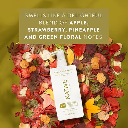Native 2-in-1 Shampoo & Conditioner - Autumn Air & Amber - Naturally Derived Ingredients, Silicone-Free, Sulfate-Free, Paraben-Free, Strengthening Hair Care | Fall Seasonal Bundle 16.5 oz - 2 Pk