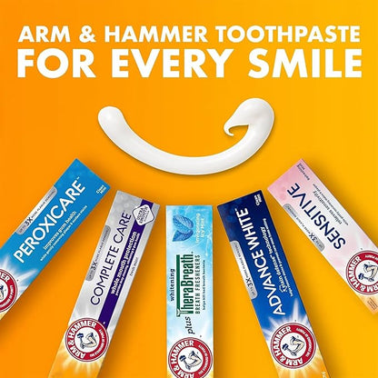 ARM & HAMMER Essentials Fluoride-Free Toothpaste Whiten + Activated Charcoal-12 Pack of 4.3oz Tubes, Clean Mint- 100% Natural Baking Soda