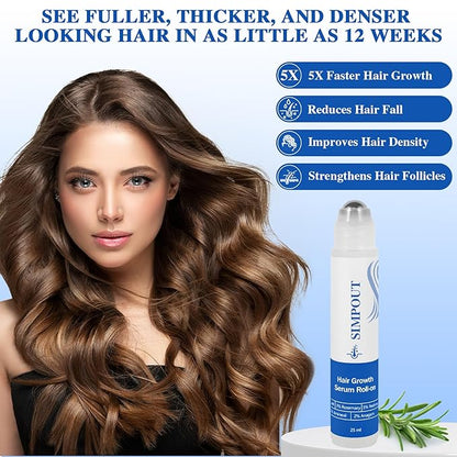 Rosemary Hair Growth Serum Roll On, Nourishing Scalp Hair, Thicker & Stronger Hair, Reduces Hair Fall, Suit for Women Men, For All Hair Types(Rosemary)