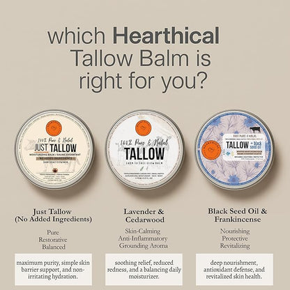 Halal Grass Fed Beef Tallow For Skin – 70g Organic Beef Tallow Moisturizer – Beef Tallow Face Moisturizer & Beef Tallow Face Cream – Pure Beef Tallow Balm with Lavender & Cedarwood
