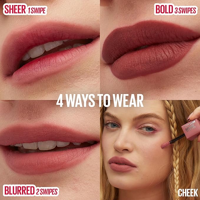 MAYBELLINE Super Stay Teddy Lip Tint, Long Lasting Matte Lipstick for Up To 12HR Wear, Tomato Girl, 1 Count