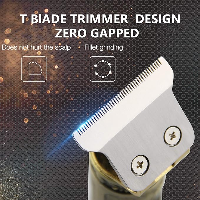 RESUXI Cordless Hair Trimmer for Men, Professional Electric Hair Clippers Barber Trimmer, Mens T-Blade Beard Trimmer Zero Gapped Edgers Gold Knight Close Cutting Haircut Kit