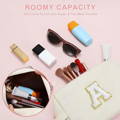 YOOLIFE Wedding Bridesmaid Gifts - Small Cute Make Up Bag Skincare Bag Preppy Makeup Bag Mom Teacher Gifts for Women Sister Daughter Girlfriend Her Birthday Gifts for Girl Her Womens Gift Letter N