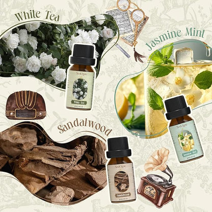 Hotel Fragrance Oils Set, Essential Oil Gift Set for Diffuser, Hotel Scent Diffuser Oil, Diffuser Scents Oil for Home, White Tea, Jasmine Mint, Sandalwood, Luxury Night, Seaside, Myway