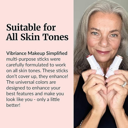 Vibriance Cream Blush Stick - All-in-One Blush, Lipstick, Contour for Mature Skin - Cheek Tint Creme Rouge - Makeup Simplified in Radiance