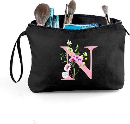 SEAMOON Bride to be Birthday Womens Unique Initial Monogram Gifts for Women Mom Personalized Travel Makeup Cosmetic Bag with Mirror Valentines Mothers Day Christmas Graduation N