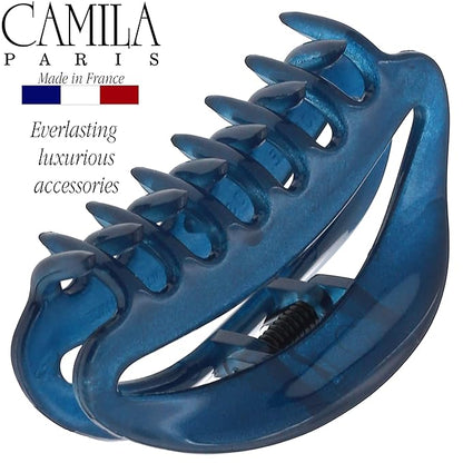 Camila Paris CP3081 French Hair Clip for Women, Blue, Girls Hair Claw Clip Jaw Fashion Durable and Styling Hair Accessories for Women, Luxury Ladies Strong Hold No Slip Grip Clamp, Made in France
