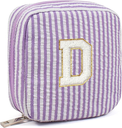 LETGO Travel Makeup Bag for Girls, Initial Makeup Bag | Small Makeup Bag | Teen Girl Gifts for Teenage | Birthday Gifts for Women | Unique Gifts for Girls | Car Organizer