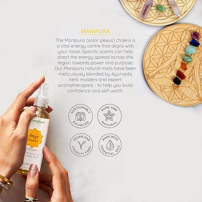 Solar Plexus Chakra Natural Mist by Aromafume | 100ml/3.3 fl oz | Manipura | Aromatherapy Spray for Chakra Balance | Lemongrass & Rosemary Extracts | Essential Oil Spray for Meditation, Yoga, Reiki