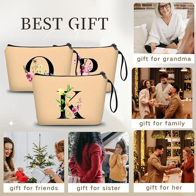 Birthday Thank You Appreciation Monogrammed Gifts for Mom Aunt Teacher Sister Friend Coworkers Bride Bridesmaid Makeup Cosmetic Bag with Mirror Mothers Day Christmas Graduation K