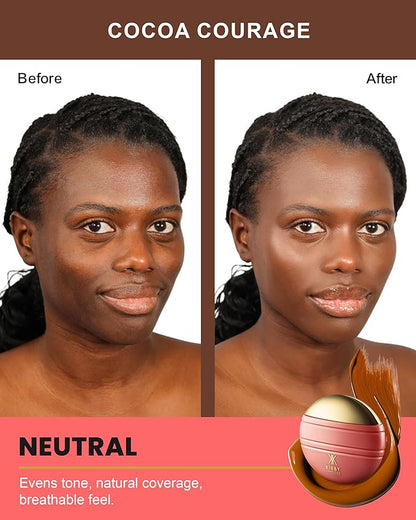 Konfident Glow Skin Tint – Cocoa Courage Hydrating Oil-Free Glass-Skin Foundation, Buildable Light-to-Medium Coverage, 30 ml – Inclusive Clean Makeup for Radiant Confidence