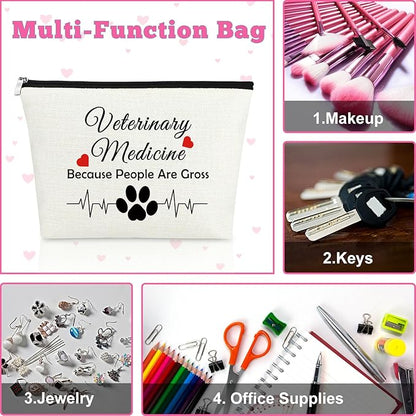 Mxrymvu Thank You Gift for Veterinarian Vet Tech Gift Cosmetic Bag for Doctor Veterinary Technician Friend Sarcastic Gag Makeup Bag for Veterinary Medicine Graduation