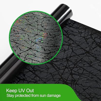 QHY Sunshine Total Blackout Window Film Privacy， Frosted Glass Window Film，Black Window Tint， No Glue， Detachable, no Marks, Suitable for Repeated use (Black, 35.4 in X 157.4 in)