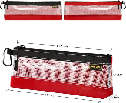 Clear Tool Pouch, 14" Long Tool Bag, Small Zipper Pouch, See Through Tool Pouch Bag for Tool Box Organizers and Storage, Heavy Duty Tool Bag for Men and Women, 3 Pack