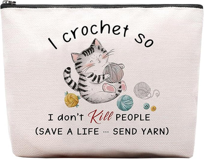 Crocheting Gifts for Crocheters Accessories Makeup Bag, Gifts for People Who Like crocheting, Crocheter Knitting Supplies Stuff Things Gadgets, Small Crochet Gift Bag Cosmetic Bag Pouch