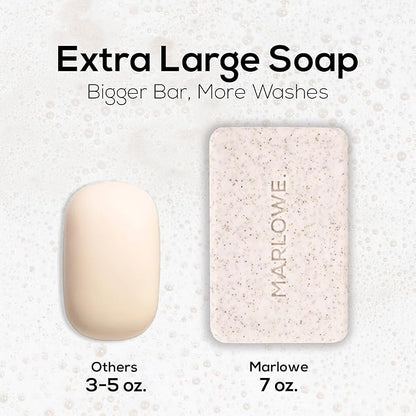 MARLOWE. No. 102 Body Scrub Soap 7 oz (3 Bars), Oud Wood, Exfoliating Soap Bar with Shea Butter, Olive Oil & Green Tea Extracts, Cleanses, Smooths & Revitalizes Skin, Earthy & Smoky Scent