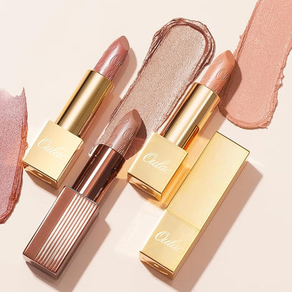 Oulac Metallic Nude Lipstick Set 3PCS, Comfortable Creamy Texture, Smooth No Grainy Feeling, Vegan & Gluten Free, Full-Coverage Lip Makeup, 3 X 4.3 g, 601+GM03+GM14