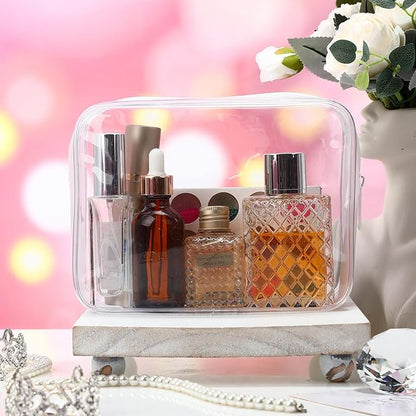 Weewooday 12 Pieces Clear Makeup Bags Cosmetic Storage Bags PVC Zipper Pouches Travel Waterproof Makeup Plastic Case for Women Organizing Toiletries Traveling Bathroom