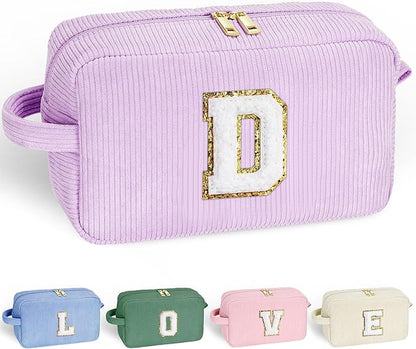 YOOLIFE Initial Cosmetic Bags for Women - Girls Makeup Bag Small Makeup Brush Bag Teen Girls Birthday Gifts for Girlfriend Sister Daughter Wife Sister Gifts Letter D