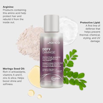 Joico Defy Damage Protective Shampoo | For Color-Treated Hair | Strengthen Bonds & Preserve Hair Color | With Moringa Seed Oil & Arginine | 1.7 Fl Oz