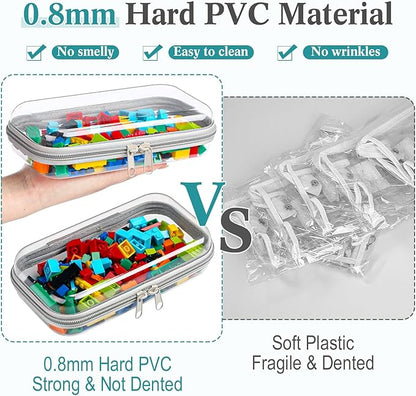 Sanwuta 6 Pcs Clear Hard Zipper Case Hard Plastic Zipper Pouches Makeup Bag Pencil Pouches Transparent Cases for Snacks Plastic Storage Organizer Box for Travel(Gray,7.48 x 3.94 x 2 Inch)