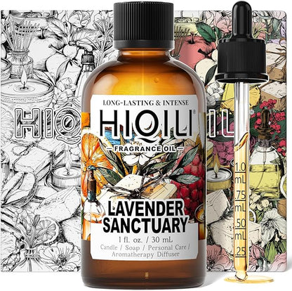 HIQILI Lavender Sanctuary Fragrance Oil for Diffuser, Candle & Soap & Perfume Making, for Hotel and Home, Essential Oil, Long-Lasting Aroma - 1fl oz
