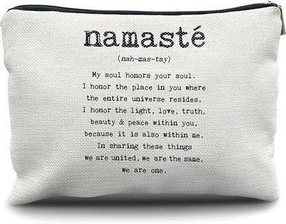 Nogrit yoga gifts for women,yoga gifts for yoga instructor, unique yoga gifts for yoga teacher Yoga Makeup Bag, Namaste Meaning Mindfulness Makeup Travel Toiletry Bag,Gifts for Yoga Lovers