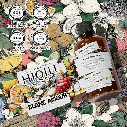 HIQILI Blanc Amour Fragrance Oil - for Candle, Soap & Perfume Making, Inspired by Byrdo Bl.nche, Floral Scent, Add to Body Oil, for Essential Oil Diffuser - 1 Fl Oz