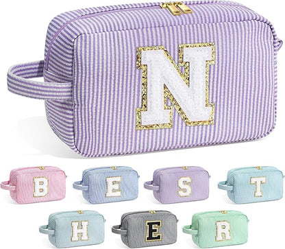 YOOLIFE Gifts for Grandma - Personalized Birthday Gifts for Grandma, Monogram Initial Makeup Bag Make Up Bag for Women N