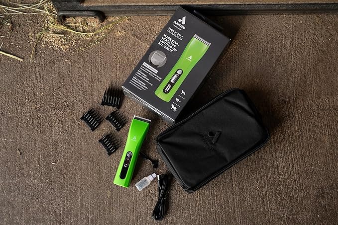 Andis 563231 ProClip 5-in-1 Adjustable Blade Cord/Cordless Pet Hair Clipper, 5 Blade Settings, 5 Speeds, Feather Light, Digiital Display Screen, Green