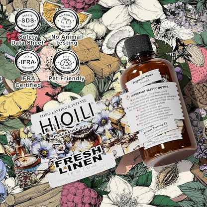 HIQILI Fresh Linen Fragrance Oil for Candle & Room Spray Making, Add to Dryer Balls, Freshie Scents for Essential Oil Diffuser - 1 Fl Oz
