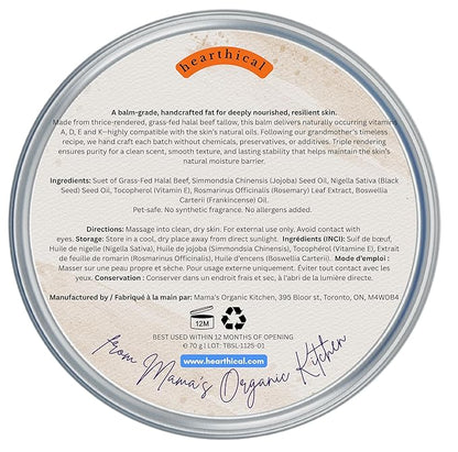 Halal Grass Fed Beef Tallow For Skin – 70g Organic Beef Tallow Moisturizer – Beef Tallow Face Moisturizer & Beef Tallow Face Cream – Pure Beef Tallow Balm with Black Seed and Jojoba