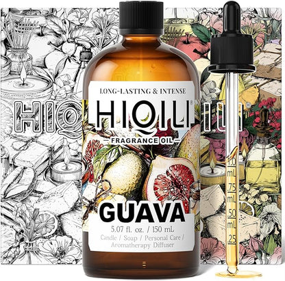 HIQILI Guava Fragrance Oil for Candle, Soap & Bath Bombs Making, Long-Lasting Fruity Scent, and Indoor Diffusers Use - 5.07 Fl Oz