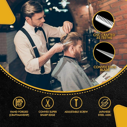 Professional Hairdressing Scissors - 6.75" Precision Hair Cutting Scissors C440 Japanese Steel, Featuring Long-lasting Sharpness and an Exquisite Design (Hair Cutting + Thinning)