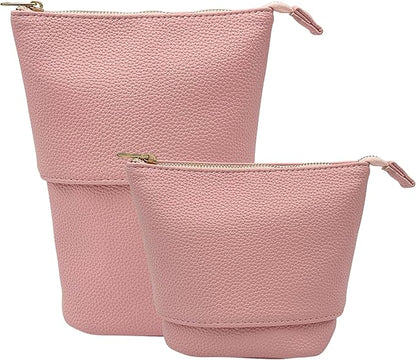 JAZD Travel Makeup Brush Bag Standup Brush Holder Portable Convertible Make up Brush Pouch Cosmetic Case (PINK)