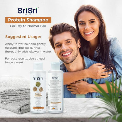 SRI SRI TATTVA Protein Shampoo - Natural Ayurvedic Haircare for Normal to Dry, Damaged Hair - Sulfate-Free Formula for Healthy, Shiny and Strong Locks (200 ml)