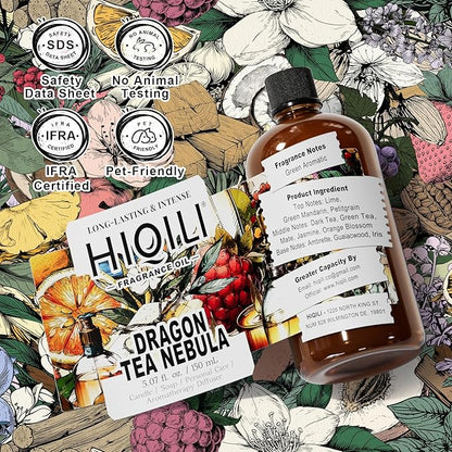 HIQILI Dragon Tea Nebula Fragrance Oil for Candle & Perfume Making, Hotel Scents for Essential Oil Diffuser, Room Spray, Thé Yulong - 5.07 Fl Oz