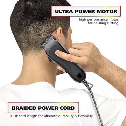Wahl USA Pro Series Platinum Corded Clipper & Corded Trimmer for Home Haircutting with Color Coded Guide Combs – Model 79804-100
