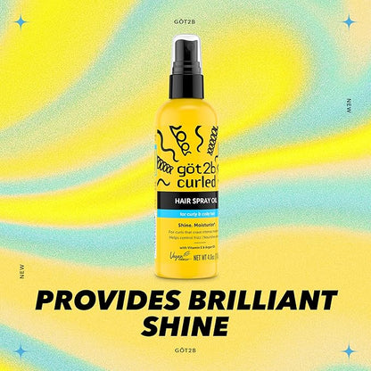 Got2b Curled Hair Spray Oil, 4oz, for curl types 3-4, curly and coily hair, helps control frizz and nourishes the scalp