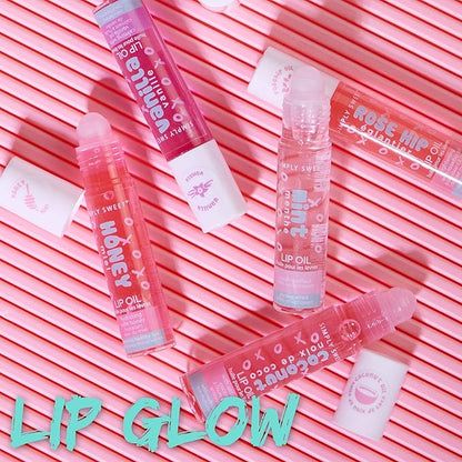 EXPRESSIONS 7pc Lip Oil Collection - High Shine Lip Glow w/Essential Oils, Hydrating Roll On Lip Oils Infused w/Essential Oils - Rollerball Lip Oils, Vitamin Enriched Lip Glow Oil Set