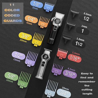 Professional Hair Clippers for Men - 8000RPM Brushless Motor & 440C Steel Blades, Barber-Grade Cordless Clippers & Trimmer Set for Fade Designs, Hair Cutting Tools for Professional Barbers