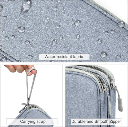 FYY Electronic Organizer, Travel Cable Organizer Bag Pouch Electronic Accessories Carry Case Portable Waterproof Double Layers All-in-One Storage Bag for Cable, Charger, Phone, Earphone Light Grey