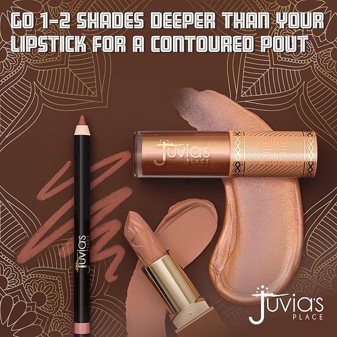 Juvia's Place Long Wear Lip Pencil – Espresso – Waterproof & Kiss-proof, Long Lasting Lip Liner, Smooth Makeup Application - Soft Matte Finish Base for Lipstick - 13 Hours of Wear for Everyday Use