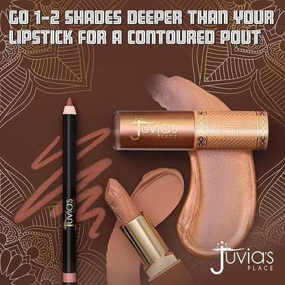 Juvia's Place Long Wear Lip Pencil – Espresso – Waterproof & Kiss-proof, Long Lasting Lip Liner, Smooth Makeup Application - Soft Matte Finish Base for Lipstick - 13 Hours of Wear for Everyday Use