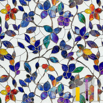Window Privacy Film Stained Glass Window Film Frosted Window Film Window clings Non-Adhesive Reusable Decorative for Home Removable (Purple Frosted,35.4 X 157.4 in