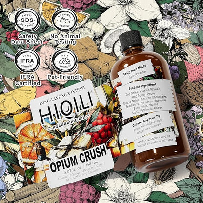 HIQILI Opium Crush Fragrance Oil, Vanilla & Chocolate Scents, for Candle, Soap Making, Essential Oil Diffuser Use, Hair Care - 5.07 Fl Oz